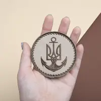 Шеврон нашивка на липучці Морська пехота України беж, вышитый патч 8 см
