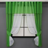 Кухонные шторы (270х170см.) с ламбрекеном, на карниз 1-1,5м. Цвет темно-салатовый с белым. Код 090к 52-0858