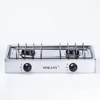 Настольная газовая плита на 2 конфорки Sokany печь газовая на стол 4.4 кВт для дома дачи переносная