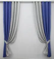 Комбіновані (2шт. 1,5х2,65м.) штори. "Льон Мішковина". Колір синій з світло-сірим. Код 014дк (773-1016ш) 10-769