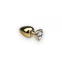Анальная пробка из металла с кристаллом Gold Heart Diamond, S