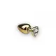 Анальная пробка из металла с кристаллом Gold Heart Diamond, S
