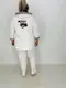 Свободный прогулочный костюм тройка." Королева "    WHITE & WHITE   удлиненная кофта   штаны   футболка 66-68