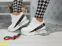 Сникерсы кроссовки белые с танкеткой на платформе Love размер 41 25,5 см
