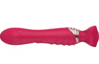 Двухсторонний вибромассажёр  Zalo Pink  12 режимов вибрации малиновый