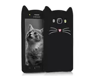 Силиконовый чехол для Samsung Galaxy J5 2016 / J510 - 3D Cat (Кот с усами), Черный
