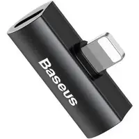 Адаптер Baseus iP Male to Dual iP Female Audio Adapter L46, Black (CAL46-01)