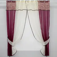 Кухонные шторы (260х170см.) с ламбрекеном, на карниз 1-1,5м. Цвет бордовый с молочным. Код 00к 59-360