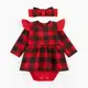 Боди-платье для девочки в клетку с крылышками и повязкой Plaid
