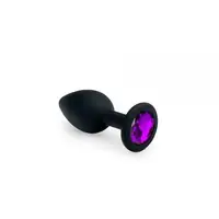 Анальная пробка с фиолетовым кристаллом, Black Silicone Amethyst, S