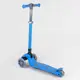 Самокат детский трехколесный "Best Scooter", со складным алюминиевым рулем + 4 колеса PU со светом. Blue (89687)