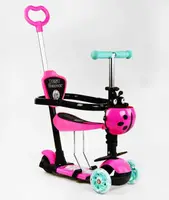 Самокат 5в1 Best Scooter с бортиком, рисунок на деке, светящиеся PU колеса. Mermaid (111621)