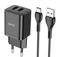 Адаптер сетевой HOCO Type-C Cable Maker dual port charger set N25 |2USB, 2.1A|
