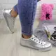 Стильные женские кеды Fashion Donna 90056 левый 40 размер, правый 41 размер Серебро (уценка)
