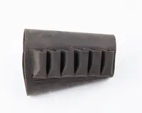 Патронташ на приклад на липучке 6 патронов кожа Short коричневый