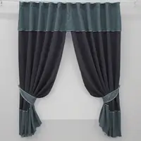Шторки (280х170см.) с ламбрекеном и подхватами. Цвет графитовый с серо-голубим. Код 073к 50-814