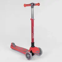 Самокат детский трехколесный "Best Scooter", со складным алюминиевым рулем + 4 колеса PU со светом. Red (89686)
