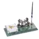 Подставка настольная для ручки BST 540051 24х10 с часами и фиксатором бумаг мраморная
