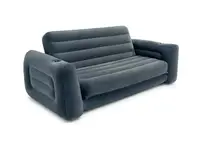 Надувной диван Intex 552 NP раскладной с подстаканниками размер 203х224х66 см. Grey (85312)