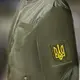 Набор шевронов 2 шт с липучкой Герб Трезубец Украины 6х8 см на хаки вышитый патч нашивка