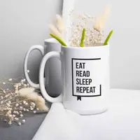 Чашка "Eat Read Sleep Repeat", Білий, англійська, Крафтова коробка, 425 мл