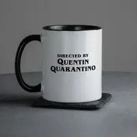 Кружка "Quentin Quarantino", Черный, английский, Деревянная подарочная коробка с гравировкой, 330 мл
