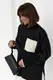 Женская кофта oversize с карманом на груди - черный цвет, S