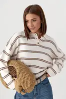 В'язаний джемпер-поло у смужку - бежевий колір, ONE SIZE