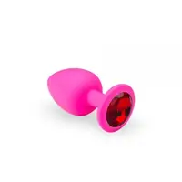 Силиконовая анальная пробка с красным кристаллом Pink Silicone Ruby, M