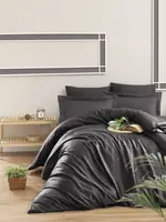 Полуторное Турецкое Постельное Белье First Choice Cotton Satin Snazzy Fume