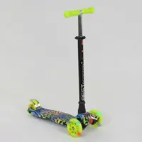 Самокат дитячий пластмасовий з алюмінієвою трубкою керма + 4 колеса Black/Light green (83271)