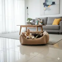 Лежак для котів і собак Ніжність коричнева №2 405х535х230
