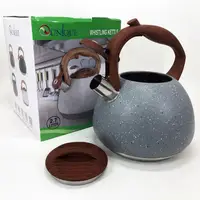Чайник Unique зі свистком UN-5306 2,7л мармур, чайник для газової плитки, чайник на плиту. Колір: сірий