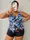 Купальник танкини раздельный. Топ с шортами. Синий цветочный принт. 1XL