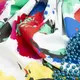 Ткань костюмная коттон квітка акварель жовто/синя