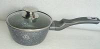 Ківш зі скляною кришкою Meisterklasse MK-1021-grey-marble 16 см 1.1 л