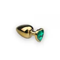 Анальная пробка Gold Heart Emerald M