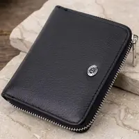 Портмоне для женщин на молнии в классическом цвете из натуральной кожи ST Leather 19488 Черный