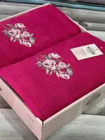 Moz cicek 04 2-подарочный набор полотенец. 480 г/м2. Moz Турция.