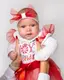 Праздничный комплект для девочки 3 в 1 боди с юбкой и повязкой Joy to the world