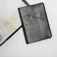 Обложка для паспорта "Map World" кожаный персонализированная, Черный