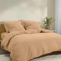 Двоспальна постільна білизна з простирадлом на резинці WARM SAND