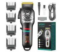 Аккумуляторная машинка для стрижки VGR V-699 с 4 насадками LED (Черный)