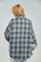 Картата жіноча сорочка на кнопках - сірий колір, ONE SIZE