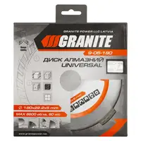 Диск алмазный GRANITE UNIVERSAL, 180х2,4 мм, 22-24%, 8600 об/мин. Grey (9-05-180)