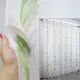 Тюль с креп-шифона с вышивкой. Цвет белый с зеленым. Код 1281т