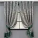 Комплект (2шт. 1,3х1,7м.) коротких штор из жаккарда. Цвет серый с темно-зеленым. Код 033дк 12-0089