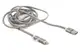 Кабель PowerPlant Quick Charge 2A 2-в-1 cotton USB 2.0 AM - Lightning/Micro 2м grey