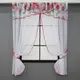 Кухонные шторы (280х170см.) с ламбрекеном, на карниз 1-1,5м. Цвет белый с красным. Код 091к 52-0763