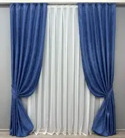 Комплект штор (2шт. 1х2,9м.) жакард, колекція "Мармур Al1". Колір синій. Код 442ш 30-969